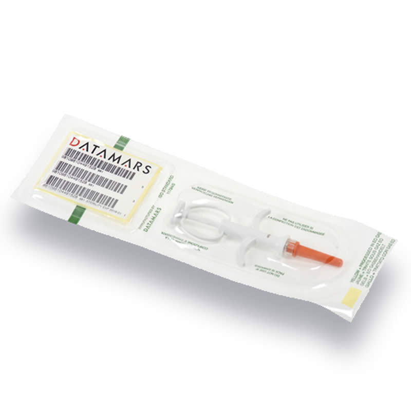 Datamars microchip on a white background