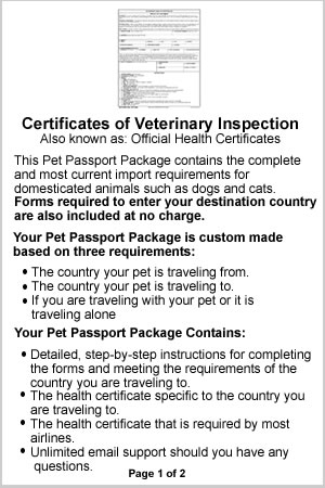 permit to travel for dogs